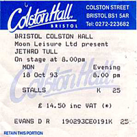 Jethro Tull - 1993.10.18 - 25th Anniversary Tour - Colston Hall, Bristol, UK