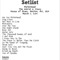 Motorhead - 2011.03.01 - Live at House Of Blues, Boston, U.S.A. (CD 1)