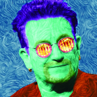 Citty, Titty - An Oil Panting Of Bono That Resembles Stevie Wonder