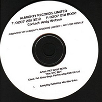 Pet Shop Boys - New York City Boy (The Almighty Definitive Mix - Full Version) (UK test pressing Single)