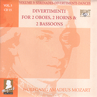 Wolfgang Amadeus Mozart - Complete Works, Volume 3 - Serenades, Divertimenti, Dances (CD 15: Divertimenti for 2 Oboes, 2 Horns & 2 Bassoons)