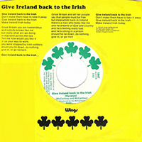 Paul McCartney and Wings - Give Ireland Back To The Irish (Single)